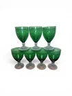 Anchor Hocking Boopie Emerald Green Water Goblets Bubble Foot Vintage Glasses