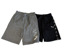 Boys PUMA Athletic Shorts Lot of 2 Size L 10/12 Black Gray Cotton EUC