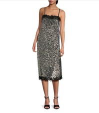 Gianni Bini x Lilly Sisto Allegra Sequin Lace Trim Square Neck Spaghetti Strap