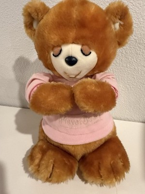Knickerbocker Prayer Bear Plush Stuffed Animal 1981 Small Pink Shirt