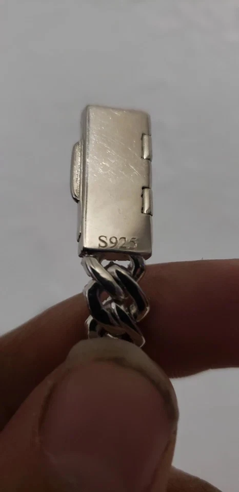 Men's Cuban link Bracelet 5 ct Round Cut Simulated Diamond 14k White Gold Plated - Image 3 of 4