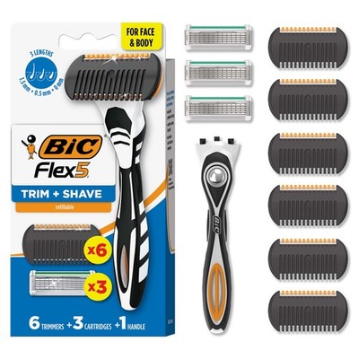 BIC Flex 5 Trim and Shave Body and Beard Trimmer, 3-in-1 Grooming Kit