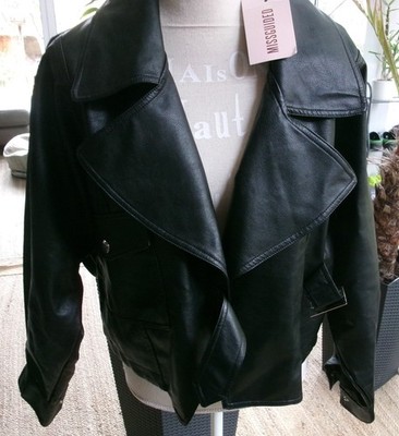 MISSGUIDED Biker Lederjacke Gr.38 schwarz NEU