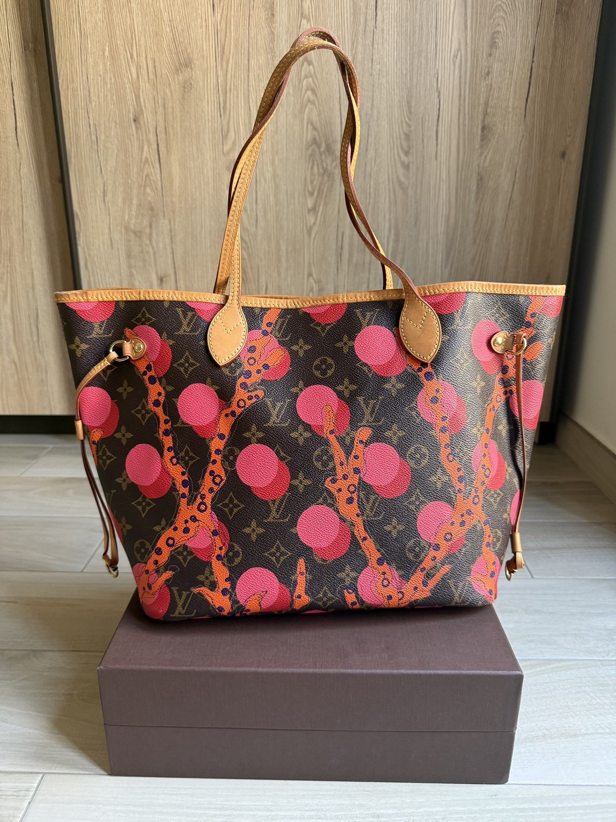 Louis Vuitton Neverfull Monogram MM Ramages Dots orange-pink-rot M41603