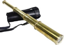 15in Solid Brass Pirate Spyglass Telescope With Leather Case Vintage Decor USNew