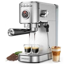 Spacekey CM5080 Espresso Machine 20 Bar 1350W Milk Frother 39oz Tank Silver