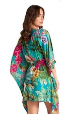 Johnny Was M/L Kimono cover up lightweight cotton silk Tropical 228 NWT