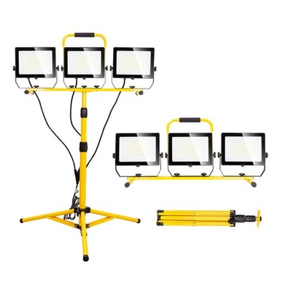 30000 Lumen Work Lights with Stand, 300W Three Head LED Work Light, Waterproo...
