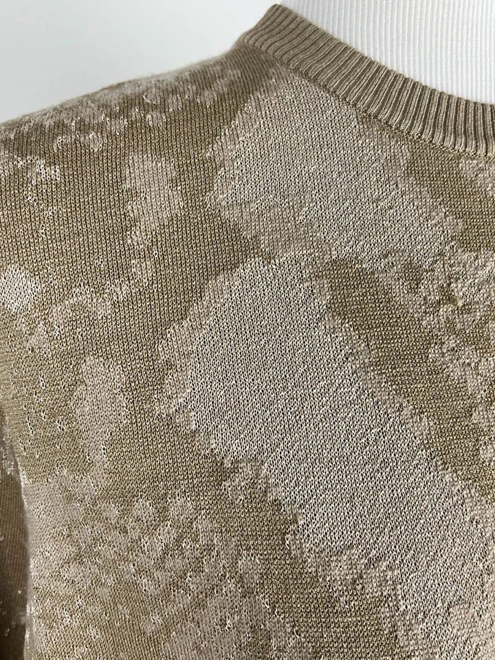 *NUEVO CON ETIQUETAS* LAFAYETTE 148 NY Sudadera Suéter Estampado Animal Seda/Cachemira - M, Dorado Foto 3 de 4