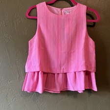 Y2K Pink Sleeveless Blouse Boutique Brand Women Small Zips Cute Casual Top NWT