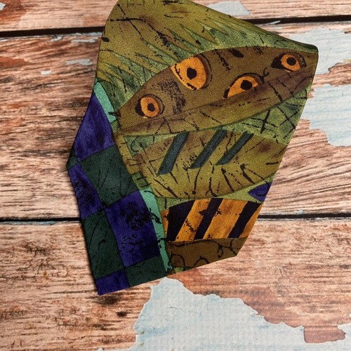 Nino Cerruti Necktie - Abstract Blue Gold Print 100% Silk Crepe Made In USA - Picture 3 of 12