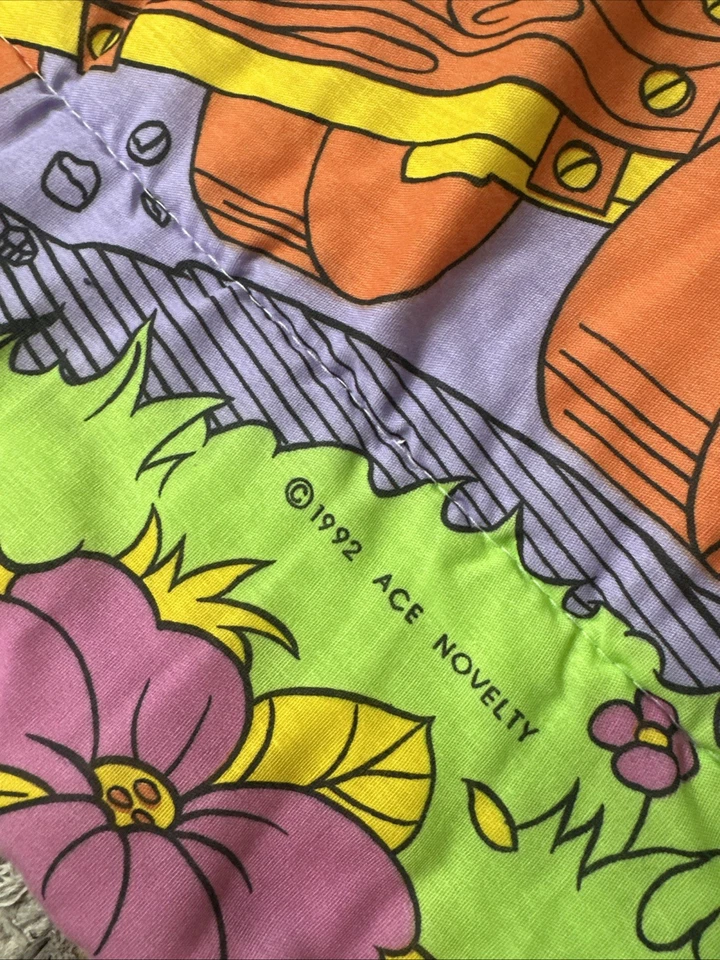 Saco de dormir infantil vintage Treasure Trolls 1992 ACE NOVELTY zíper duplo - Imagem 3 de 4