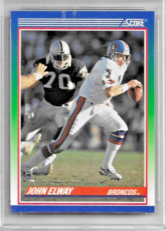 1990 SCORE 100 HOTTEST FOOTBALL CARD #10 HOF JOHN ELWAY PSA 10 LOW POP BRONCOS - Image 3 of 4
