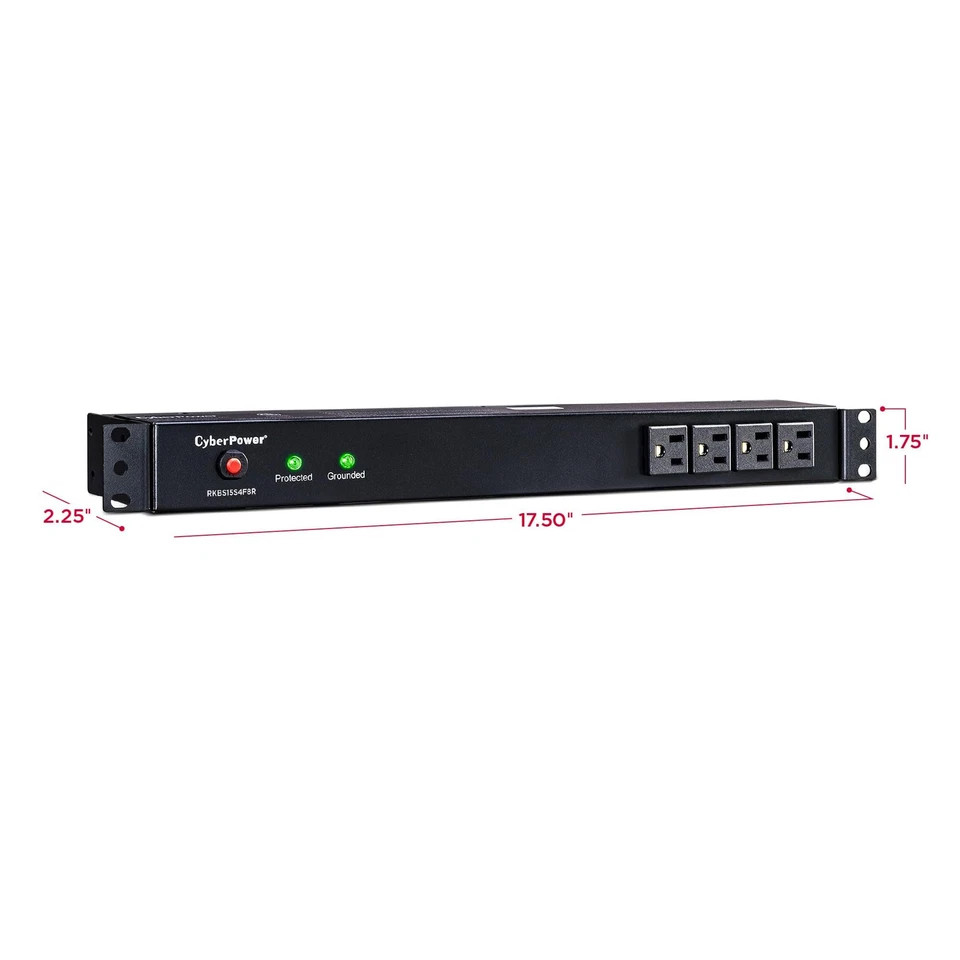 RKBS15S4F8R Rackbar Surge Protector, 120V/15A, 12 Outlets, 15 Foot Power Cord... - Image 4 of 4