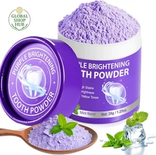 Teeth Whitening Powder - Purple Brightening Powder - Removes Stains, No Sensitiv