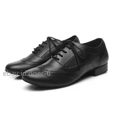Men's Boys Latin Dance Shoes Black Leather Modern Shoes Soft Ballroom Tango Jazz