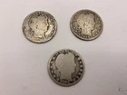 Lot of 3 Barber Quarters 1892, 1894, 1899 o, 90% Silver