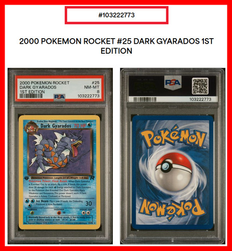 Dark Gyarados (1st Edition) graded PSA 8 for sale on eBay
