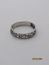Stunning Sterling Silver Filigree Design Band Ring - Size 9.5 CH852