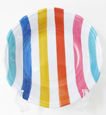 Melamine Bowls Set of 4 Multicolor Stripes 7'' heavier weight salad side serving
