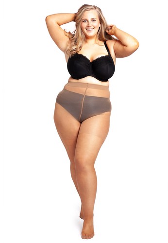 20 Denier Tights Plus Size Sheer Lycra XXL Wide Black Beige Coffee Almond 3 PACK - Picture 16 of 19