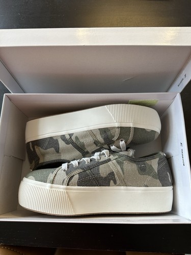 New Steve Madden Emmi Style Platform Canvas Sneakers In Camouflage Print