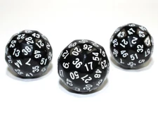 D60 Tabletop RPG Roleplay Game Die - Black with White - Cards Token Counter Mark