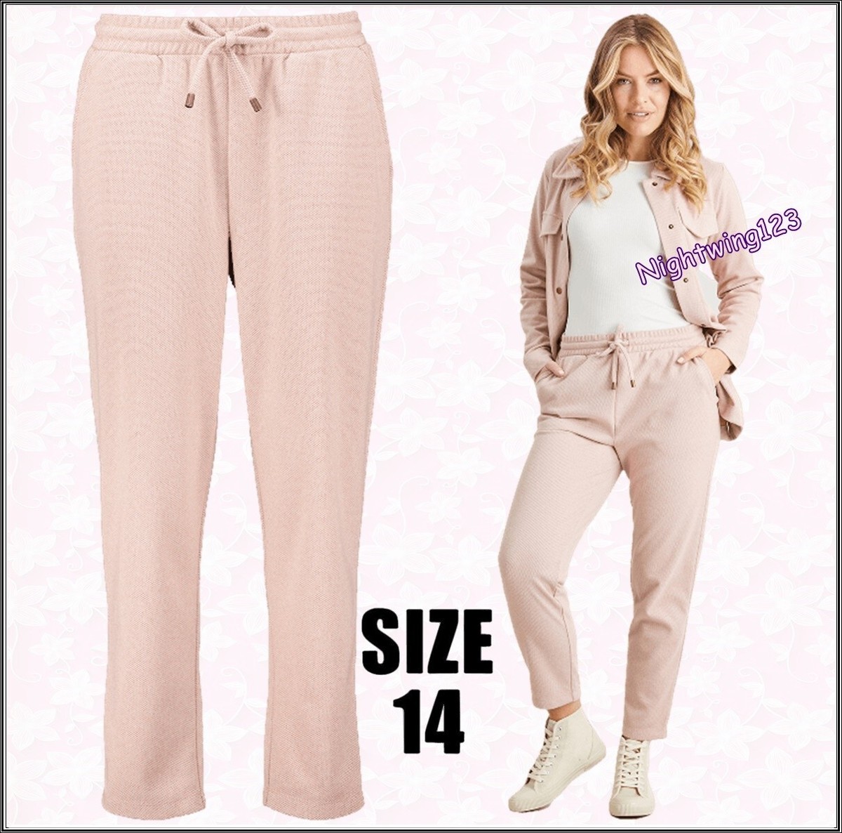 TU Size 14 Pink Joggers Thick Pull On Trousers Jogging Bottoms Elasticated  Waist