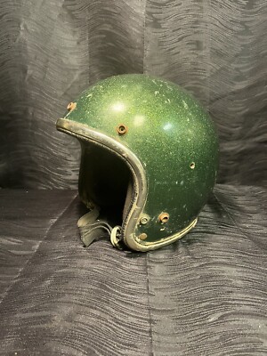 Vintage Arthur Fulmer Motorcycle Helmet AF40 Green Metal Vintage Arthur Fulmer Motorcycle Helmet AF40 Green Metal