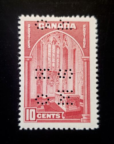 Timbres Canada comme neuf : Perfin #09-241 10c pk. Chambre commémorative Carmin F-VF comme neuf - Photo 1 sur 1