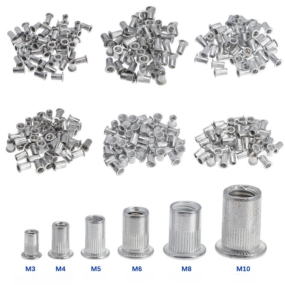 Blindnietmuttern Flachkopf Edelstahl Alu Stahl Nietmutter M3 M4 M5 M6 M8 M10 M12 - Bild 2 von 4