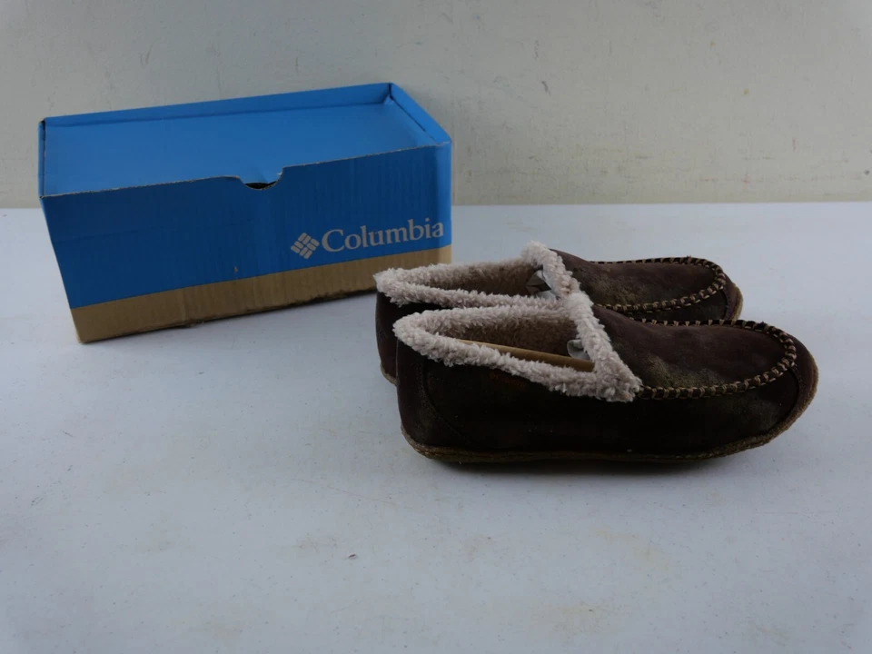 COLUMBIA большой небо Moc мужчин 7 М коричневый замшевый стриженный мех с подкладкой мокасины тапочки новый - Изображение 2 из 4