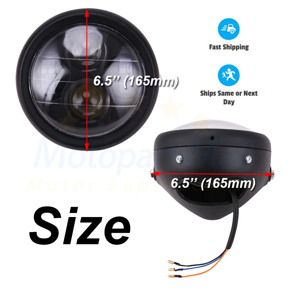 6.5'' Motorcycle Universal LED Headlight & Bracket For Harley Bobber Cafe Racer - Image 4 of 4