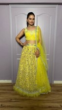 YELLOW HEAVY GEORGETTE LEHENGA CHOLI WITH SOFT NET DUPATTA FOR FUNCTION WEAR