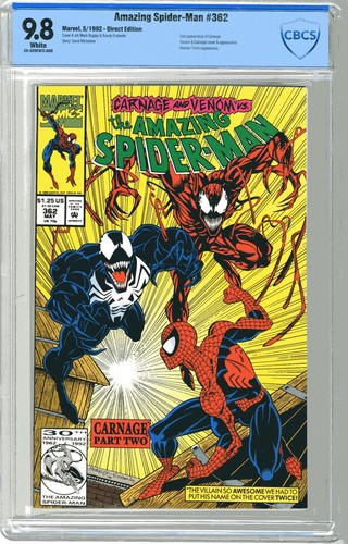 Amazing Spider-Man  #362 CBCS 9.8  NMMT  White pgs  5/92  2nd App. Carnage Venom