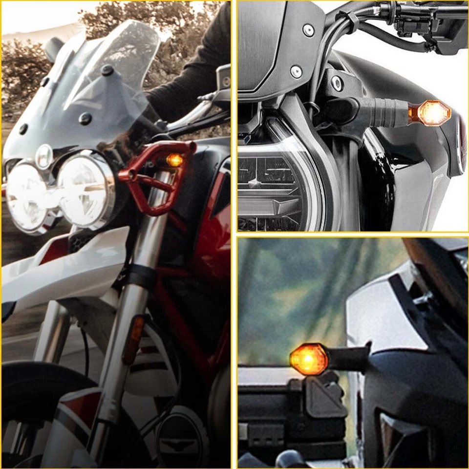 4X Mini luz indicadora intermitente de señal de giro para motocicleta ámbar para Suzuki Yamaha Foto 2 de 4