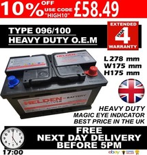 New Genuine OEM Heavy Duty Car Battery - Type 096 100 4 YEAR GUARANTEE 24HR