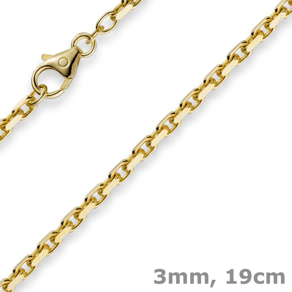 3Mm Armband Armkette Ankerkette Aus 750 Gold Gelbgold, 19Cm, Unisex, Goldarmband-image