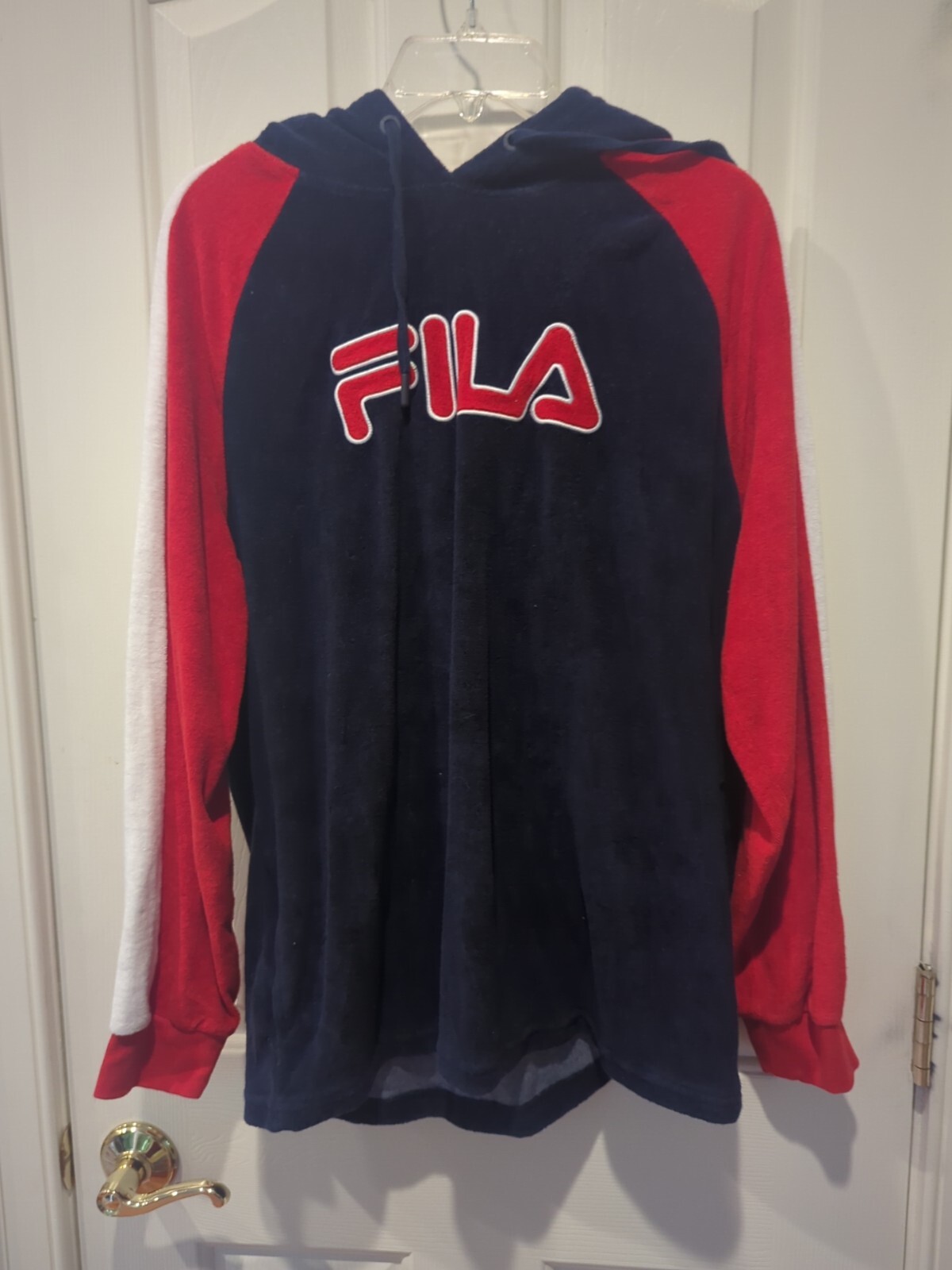 FILA Felpa con cappuccio donna French Terry rosso bianco blu L