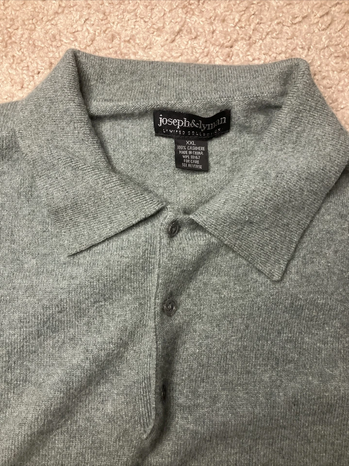 Кашемировый пуловер мужской свитер Joseph & Lyman XXL 2XL зеленый на пуговицах 1/4 - Изображение 2 из 4