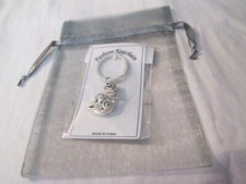 SILVER TONE HEART KEYCHAIN W/ORGANZA GIFT BAG