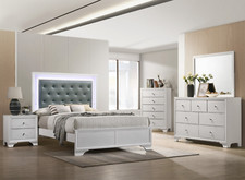 NEW LED Light White 5PC Queen King Twin Full Modern Bed Set Furniture B/D/M/N/C