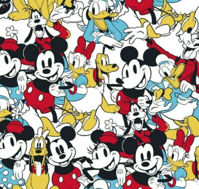 Disney Mickey Mouse Sensational 6 Snapshot Cotton Fabric By The 1/4,1/2,Yard 43''