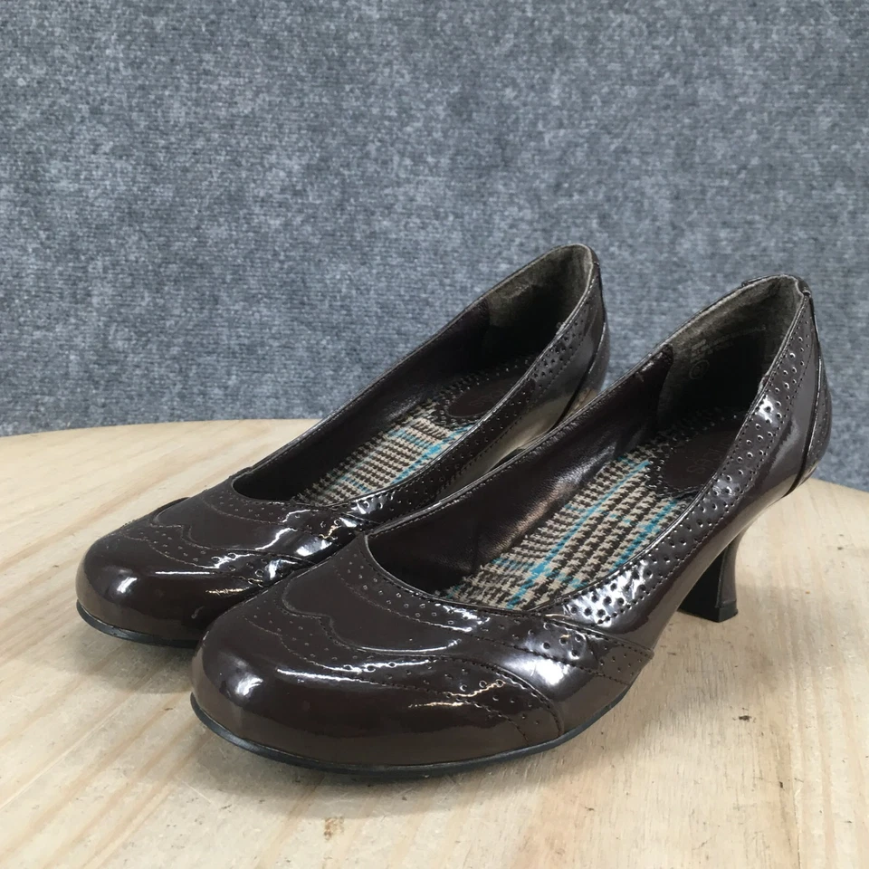 Maurices Shoes Womens 6.5 Slip On Pumps Brown Faux Leather Heeled Casual Round - Image 3 of 4