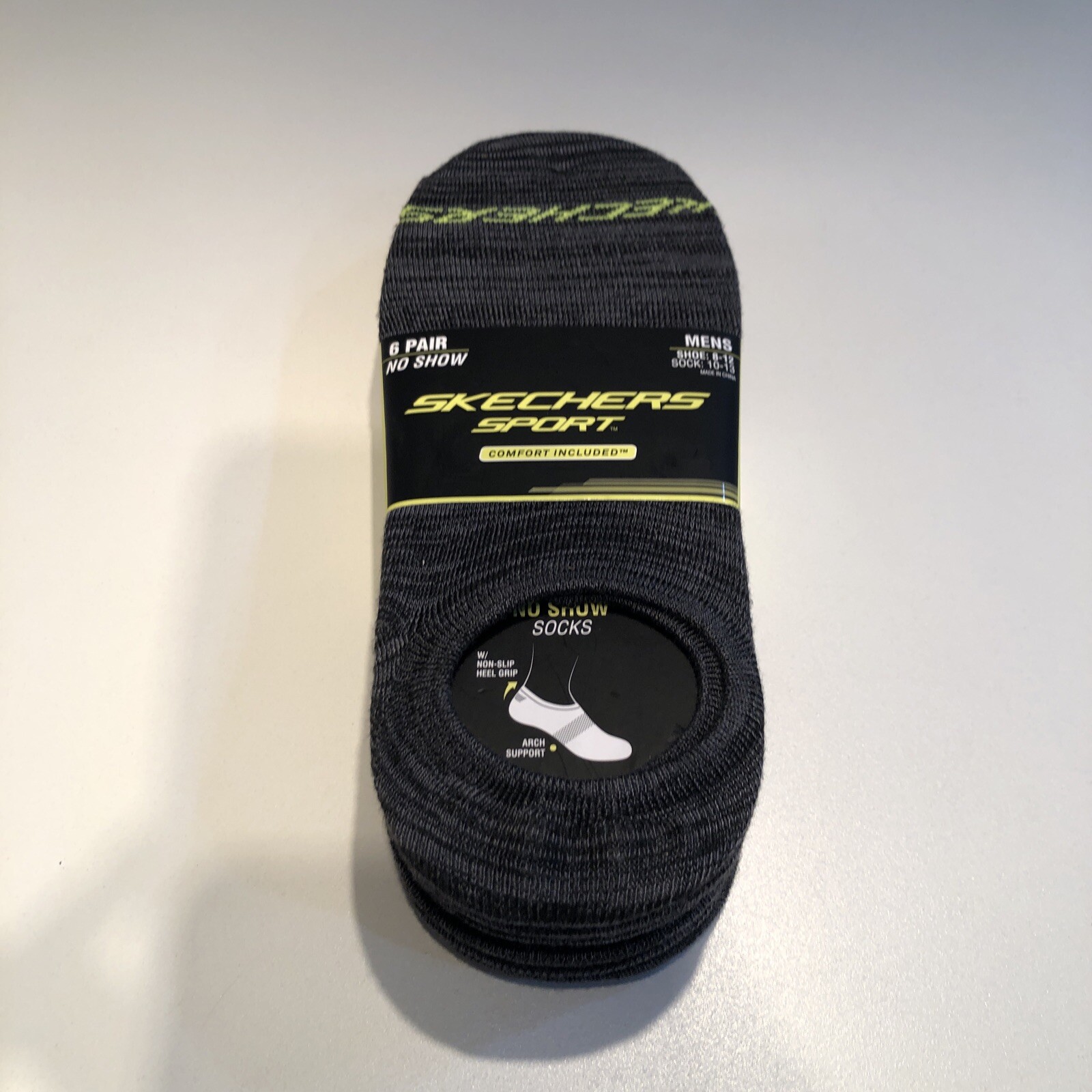 Skechers Men's No-Show Athletic Socks 6-Pack Grey Size 8-12-image