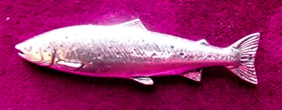 Pewter Atlantic Salmon Fishing Brooch Pin Quality