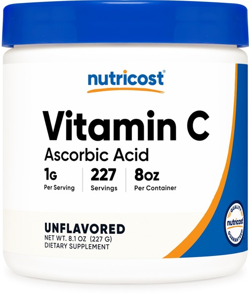 Polvo de Vitamina C Nutricost (0.5 LBS) - Ácido Ascórbico Puro