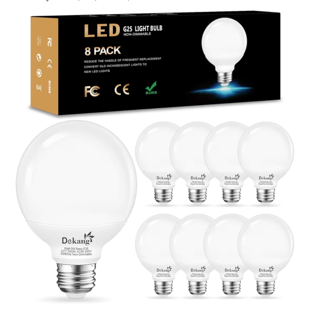 For Bathroom 4000k Natural Daylight, G25 Base Globe