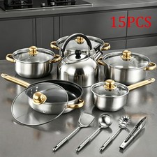 cookware setStainless Steel Cookware Set with Glass Lids, Includes 3pcs Pot