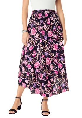 Roaman's Women's Plus Size Asymmetrical-Hem Skirt